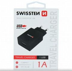 SWISSTEN SMART IC 1x USB 1A POWER BLACK