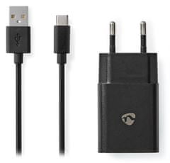 Nedis omrežni polnilnik/ USB-C/ 2,4 A/ 5,0 VDC/ črn/ 1m kabel