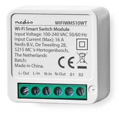 Nedis Wi-Fi pametno stikalo za luči/ 3680 W poraba energije/ priključek na terminal/ Android/ iOS/ SmartLife/ belo