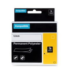 PrintLine trak, združljiv z DYMO 622289, 12 mm, 5,5 m, črn tisk/čista podlaga, RHINO, poliester