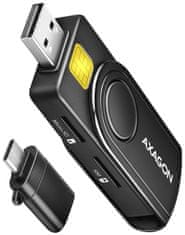 AXAGON Žepni bralnik pametnih kartic USB-C (eCitizen) / SD,MicroSD,SmartCard,SIM/ CRE-SMP2A / USB 2.0