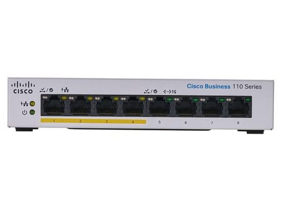 Cisco CBS110 Neupravljan 8-portni GE, delni PoE, namizni, Ext PS