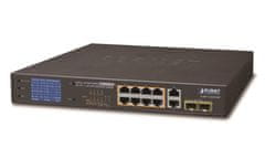 Planet GSD-1222VHP PoE stikalo, 8x PoE + 2x 1000Base-T + 2x SFP, LCD, VLAN, način razširitve od 10Mb do 250m, IEEE 802.3at 120W