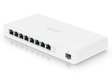 Ubiquiti Usmerjevalnik UISP - 8x GbE, 1x SFP, brez ventilatorja, 8x PoE Out 27V (proračun PoE 110W)