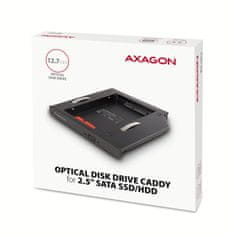AXAGON RSS-CD12 ODD, okvir reže za optični pogon za 2,5" SSD/HDD, LED, 12,7 mm, aluminij
