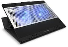 Connect IT FrostBlast hladilna podloga pod prenosni računalnik z modro osvetlitvijo, Črna
