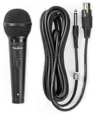 Nedis Žični mikrofon / kardioida/ snemljiv kabel 5 m/ 600 Ohm/ -72 dB/ priključek 6,35 mm/ stikalo/ ABS/ črn