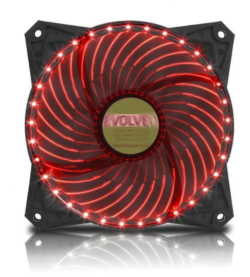 Evolveo ventilator 120mm, LED 33 točk, rdeč