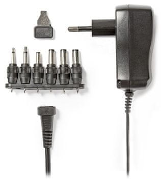 Nedis Univerzalni napajalnik / 7,2 W/ 3 - 12 VDC, 1A/ 100 - 240 V AC/ 6 priključkov/ 1,8 m/ črn