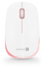 Connect IT Combo brezžična belo-rožnata tipkovnica in miška, (+1x AAA +1x AA baterije brezplačno), CZ + SK postavitev