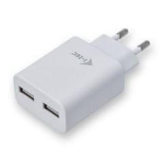 I-TEC USB polnilec z 2 priključkoma 2,4A, bela barva