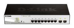 D-Link DGS-1210-10P/ME 8-portno 10/100/1000BASE-T PoE + 2-portno 1 Gbps SFP Metro Ethernet upravljano stikalo, 65W