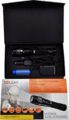 Solight WN13 polnilna LED svetilka, T6 XML Cree LED, Li-Ion 2200 mAh, črna + adapter DC 12V in AC 230V