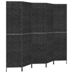 shumee Paravan s 5 paneli črn 205x180 cm vodna hijacinta