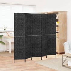 Vidaxl Paravan s 5 paneli črn 205x180 cm vodna hijacinta