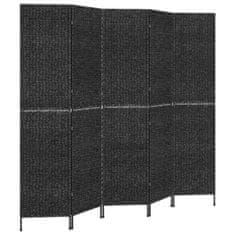 Vidaxl Paravan s 5 paneli črn 205x180 cm vodna hijacinta