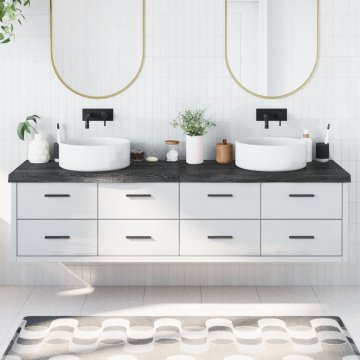 Vidaxl vidaXL Kopalniški pult temno rjave barve 200x50x(2-6) cm masiven les