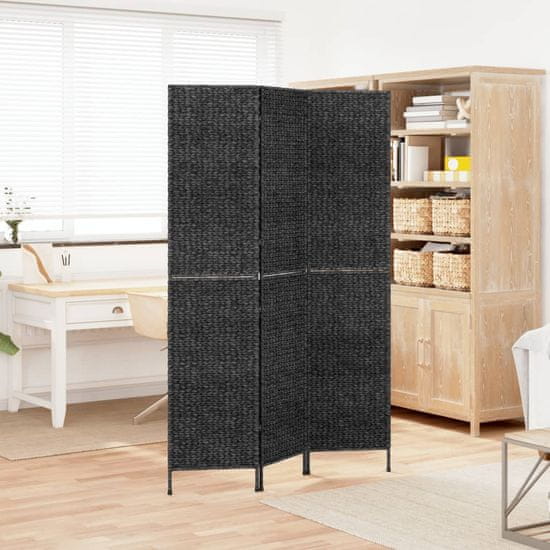 Vidaxl Paravan s 3 paneli črn 122x180 cm vodna hijacinta