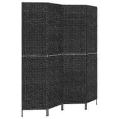 Greatstore Paravan s 4 paneli črn 163x180 cm vodna hijacinta