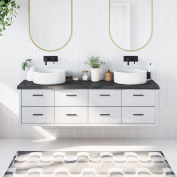 Vidaxl vidaXL Kopalniški pult temno rjave barve 180x50x(2-6) cm masiven les