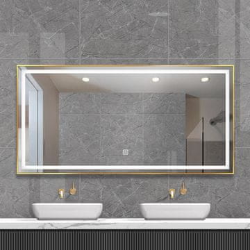 S6 Steklarstvo Šest LED ogledalo S66A, 120x60cm, z zlatim okvirjem