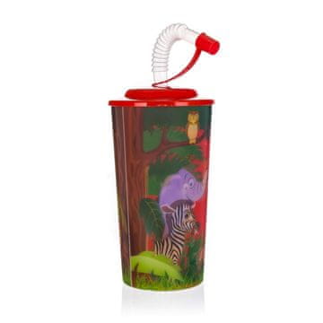 Banquet Skodelica s pokrovom in slamico ZOO 470 ml, komplet 8 kosov