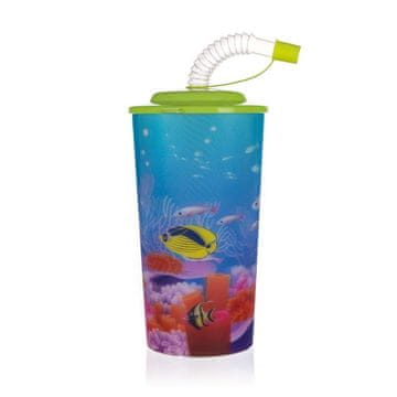 Banquet Skodelica SEA s pokrovom in slamico 470 ml, komplet 8 kosov