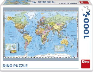 Dino Puzzle Politični zemljevid sveta 1000 kosov