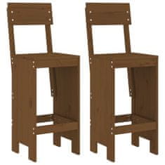 Vidaxl Barski stolček 2 kosa med. rjav 40x48,5x115,5 cm trdna borovina