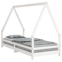 Vidaxl Otroški posteljni okvir bel 80x200 cm trdna borovina