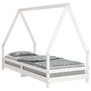 Vidaxl Otroški posteljni okvir bel 80x200 cm trdna borovina