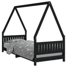 Vidaxl Otroški posteljni okvir črn 80x200 cm trdna borovina