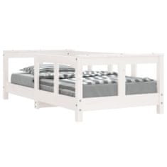 Vidaxl Otroški posteljni okvir bel 70x140 cm trdna borovina