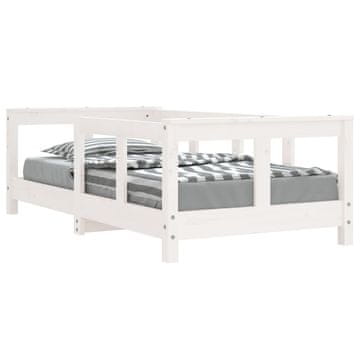 Vidaxl Otroški posteljni okvir bel 70x140 cm trdna borovina