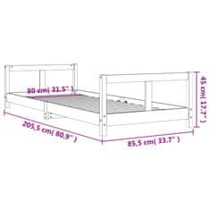 Vidaxl Otroški posteljni okvir bel 80x200 cm trdna borovina