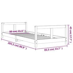 Vidaxl Otroški posteljni okvir črn 80x200 cm trdna borovina