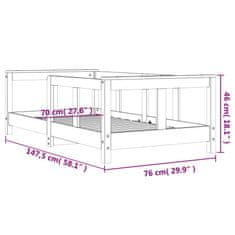 Vidaxl Otroški posteljni okvir bel 70x140 cm trdna borovina