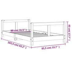 Vidaxl Otroški posteljni okvir črn 80x160 cm trdna borovina