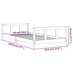 Vidaxl Otroški posteljni okvir črn 90x190 cm trdna borovina