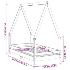 Greatstore Otroški posteljni okvir črn 70x140 cm trdna borovina