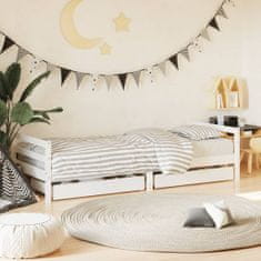 shumee Otroški posteljni okvir s predali bel 90x190 cm trdna borovina