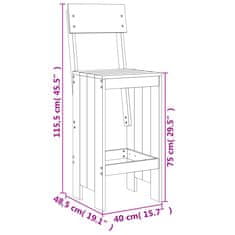 Vidaxl Barski stolček 2 kosa 40x48,5x115,5 cm trden les douglas