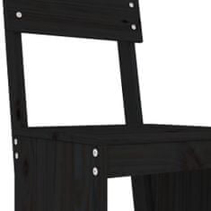 Vidaxl Barski stolček 2 kosa črn 40x48,5x115,5 cm trdna borovina