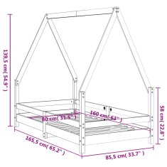 Vidaxl Otroški posteljni okvir 80x160 cm trdna borovina