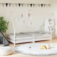 shumee Otroški posteljni okvir bel 90x190 cm trdna borovina