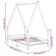 Vidaxl Otroški posteljni okvir bel 70x140 cm trdna borovina