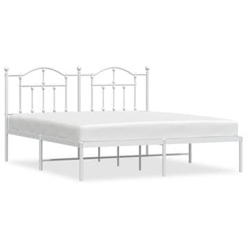 Vidaxl Kovinski posteljni okvir z vzglavjem bel 183x213 cm