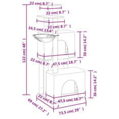 Vidaxl Mačje drevo s praskalniki iz sisala svetlo sivo 122 cm