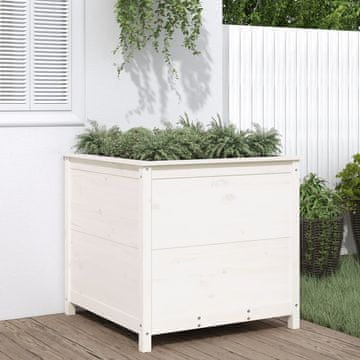 Vidaxl vidaXL Vrtno korito za rože belo 82,5x82,5x78 cm masivni borov les