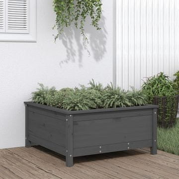 Vidaxl vidaXL Vrtno korito za rože, sivo, 82,5 x 82,5 x 39 cm, masivni borov les